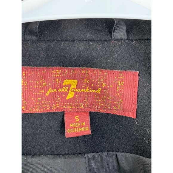 7 for all Mankind Wool Pea coat Black Leather Trim Size Small Button 6629 - Picture 4 of 12